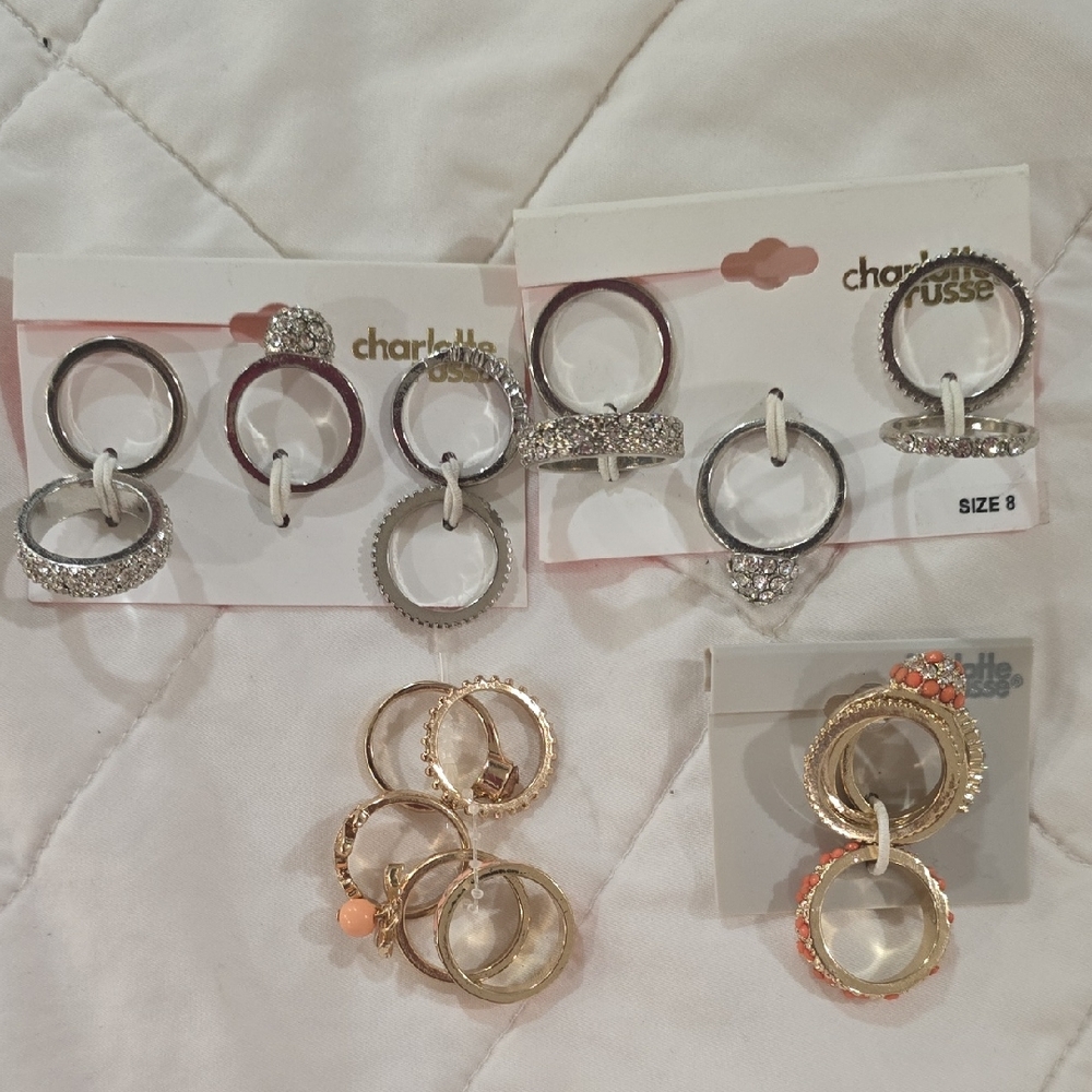 Charlotte Russe Silver and Gold Ring Set